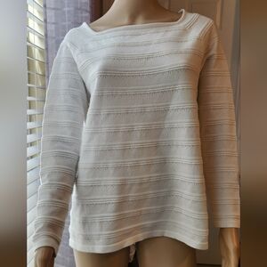 Roz & Ali Cream Textured Long Sleeve Top